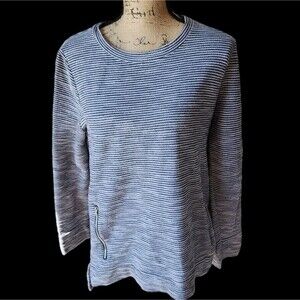 Per Se Sport Sweater Womens SZ Large Casual Everyday Cozy Coastal Beachy Zipper